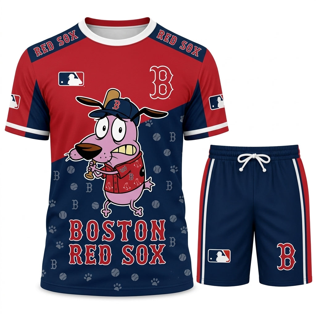 Sport Fan Set T-Shirt + Shorts, Cartoon Dog Baseball Inspired Outfit | All 30 Teams Available