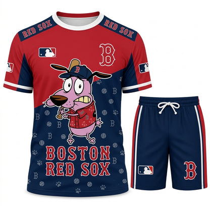 Sport Fan Set T-Shirt + Shorts, Cartoon Dog Baseball Inspired Outfit | All 30 Teams Available