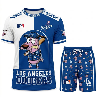 Sport Fan Set T-Shirt + Shorts, Cartoon Dog Baseball Inspired Outfit | All 30 Teams Available