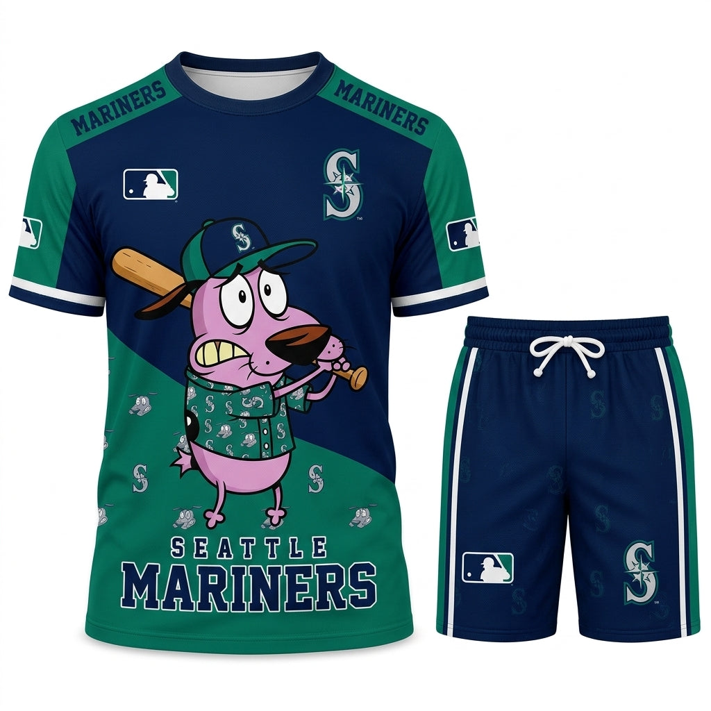 Sport Fan Set T-Shirt + Shorts, Cartoon Dog Baseball Inspired Outfit | All 30 Teams Available