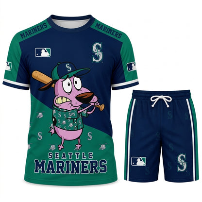 Sport Fan Set T-Shirt + Shorts, Cartoon Dog Baseball Inspired Outfit | All 30 Teams Available