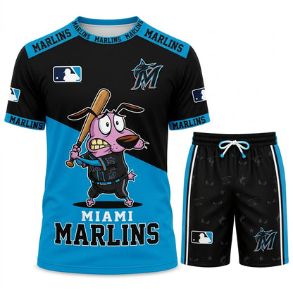Sport Fan Set T-Shirt + Shorts, Cartoon Dog Baseball Inspired Outfit | All 30 Teams Available