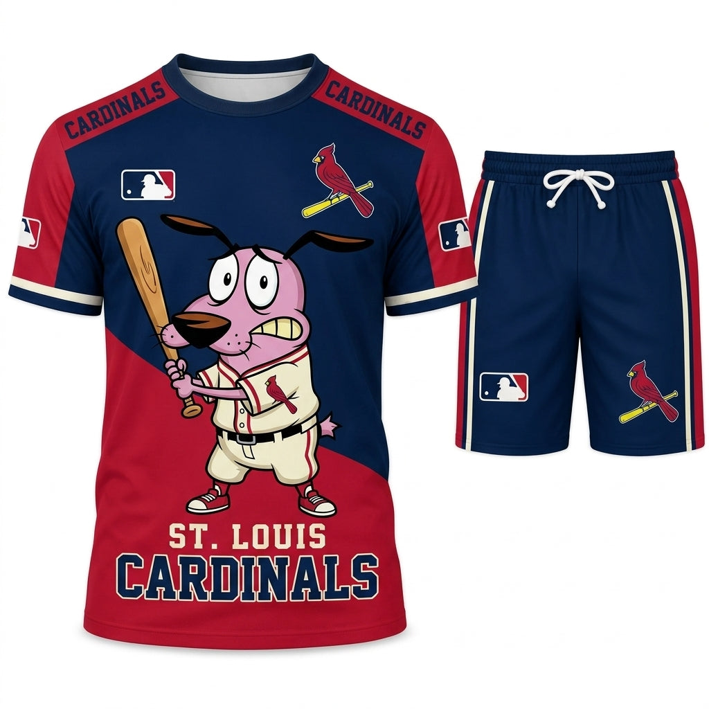 Sport Fan Set T-Shirt + Shorts, Cartoon Dog Baseball Inspired Outfit | All 30 Teams Available