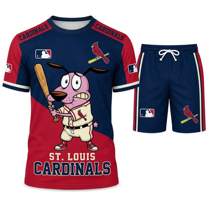 Sport Fan Set T-Shirt + Shorts, Cartoon Dog Baseball Inspired Outfit | All 30 Teams Available