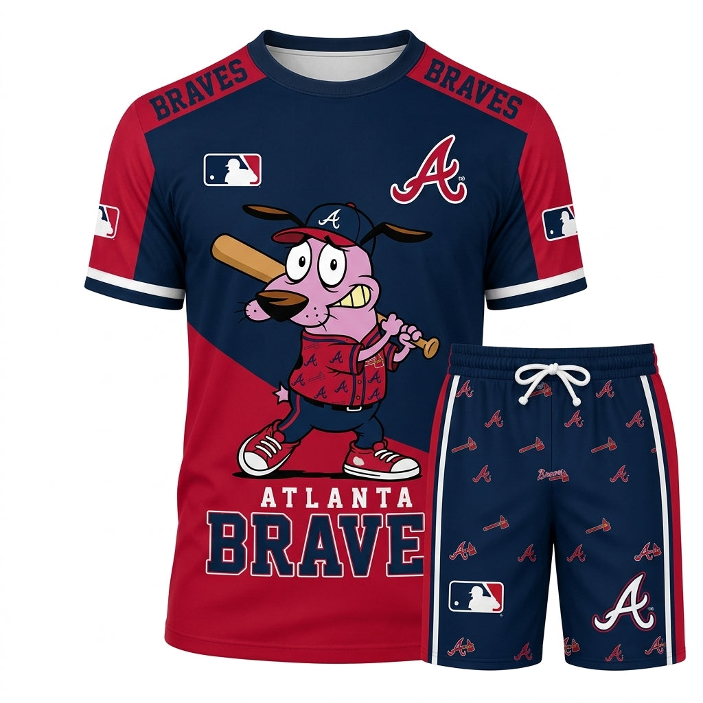 Sport Fan Set T-Shirt + Shorts, Cartoon Dog Baseball Inspired Outfit | All 30 Teams Available