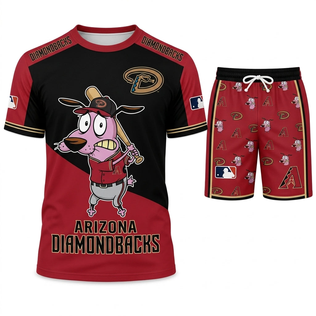 Sport Fan Set T-Shirt + Shorts, Cartoon Dog Baseball Inspired Outfit | All 30 Teams Available