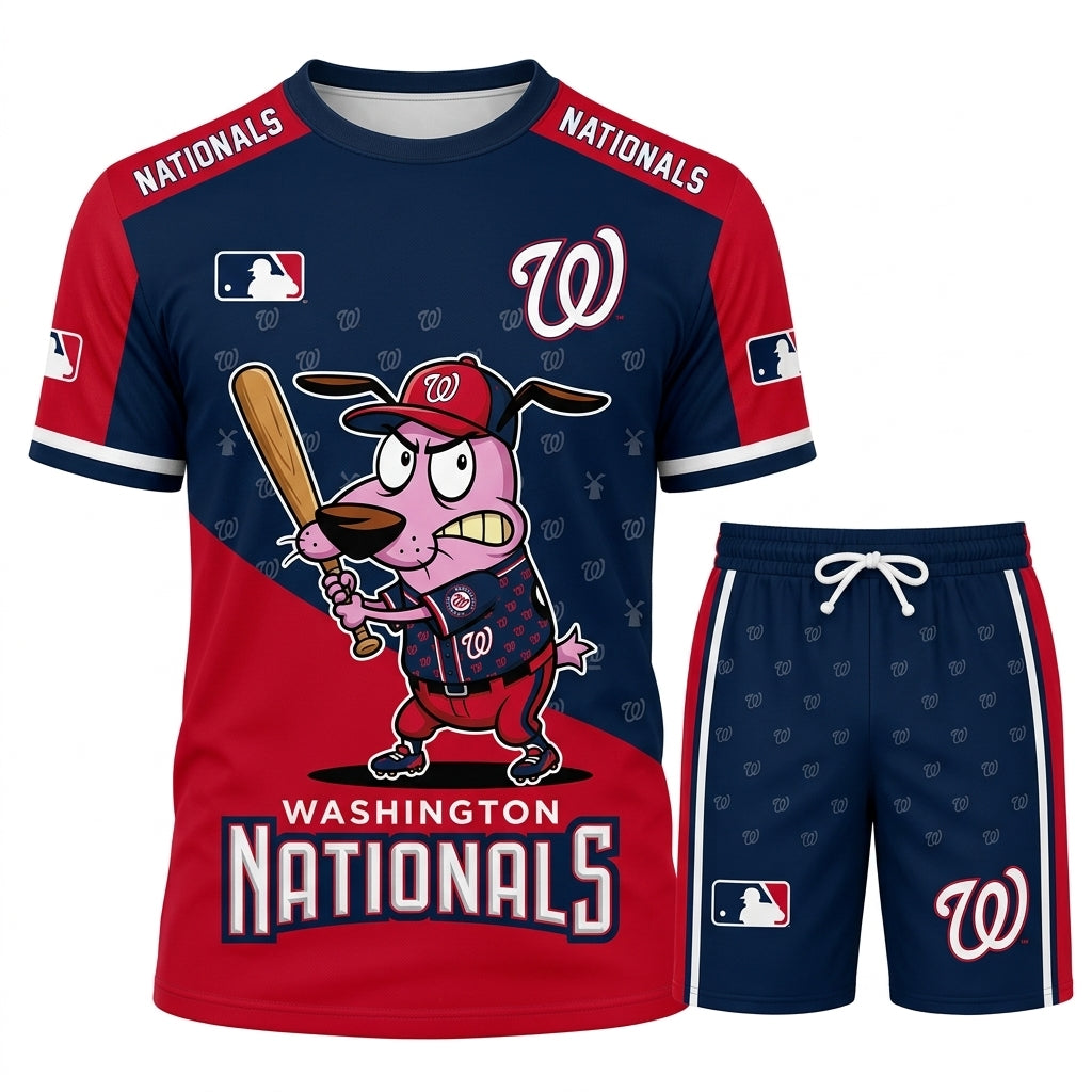Sport Fan Set T-Shirt + Shorts, Cartoon Dog Baseball Inspired Outfit | All 30 Teams Available