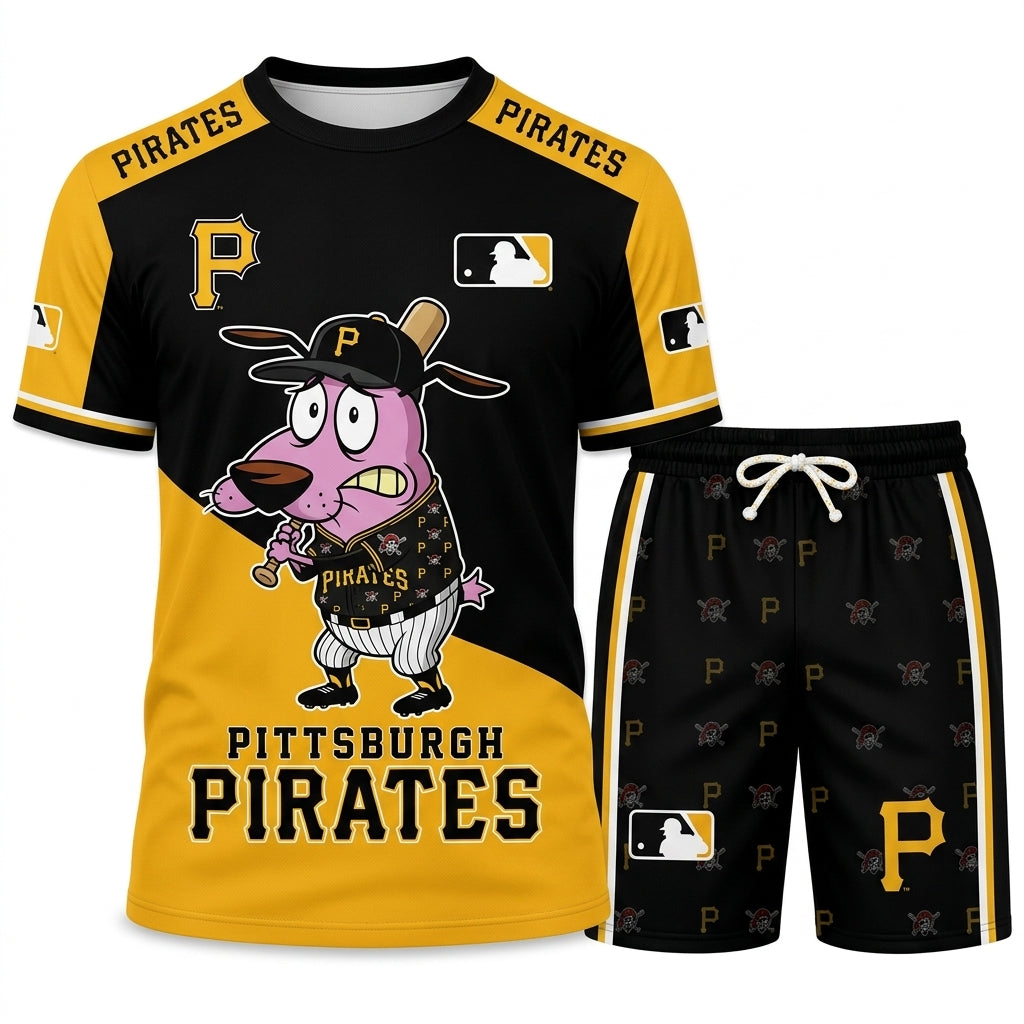 Sport Fan Set T-Shirt + Shorts, Cartoon Dog Baseball Inspired Outfit | All 30 Teams Available