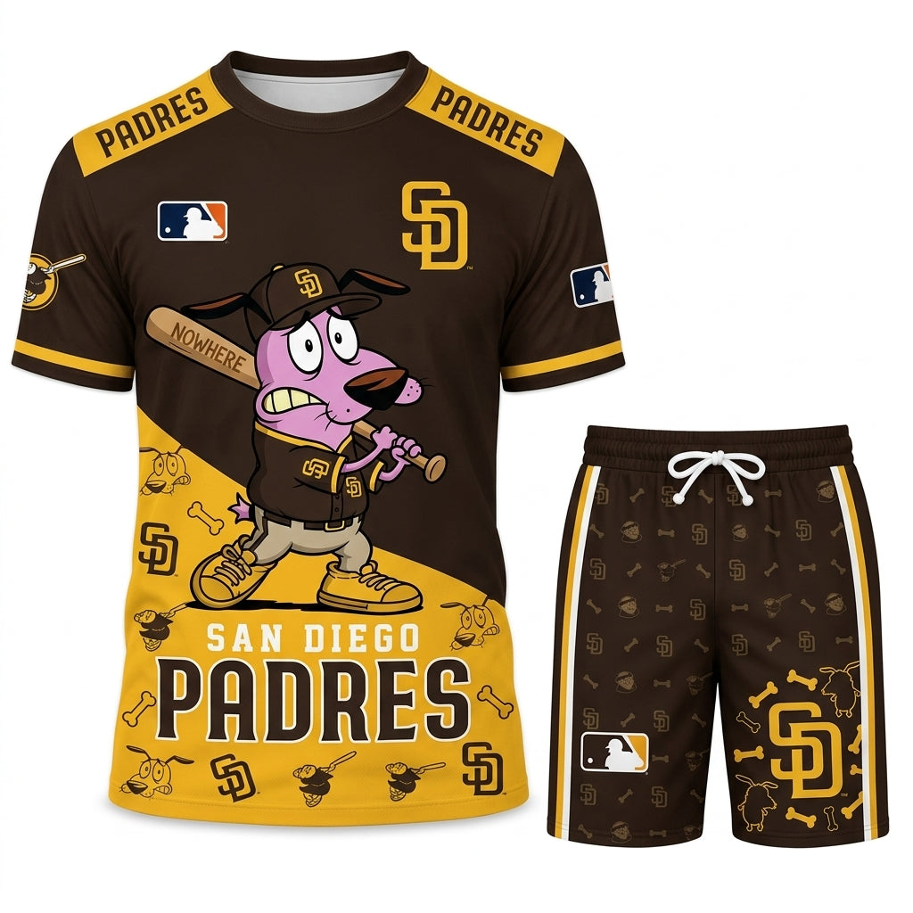 Sport Fan Set T-Shirt + Shorts, Cartoon Dog Baseball Inspired Outfit | All 30 Teams Available