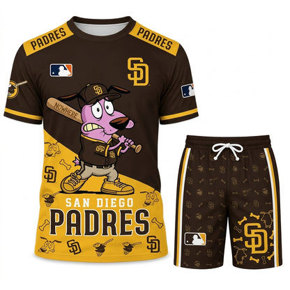 Sport Fan Set T-Shirt + Shorts, Cartoon Dog Baseball Inspired Outfit | All 30 Teams Available