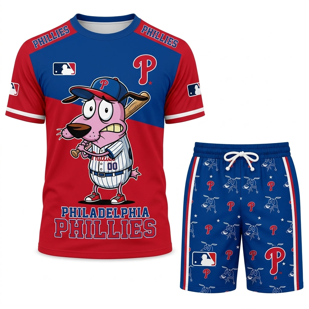 Sport Fan Set T-Shirt + Shorts, Cartoon Dog Baseball Inspired Outfit | All 30 Teams Available