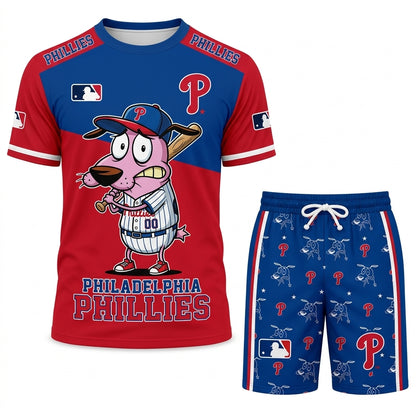 Sport Fan Set T-Shirt + Shorts, Cartoon Dog Baseball Inspired Outfit | All 30 Teams Available