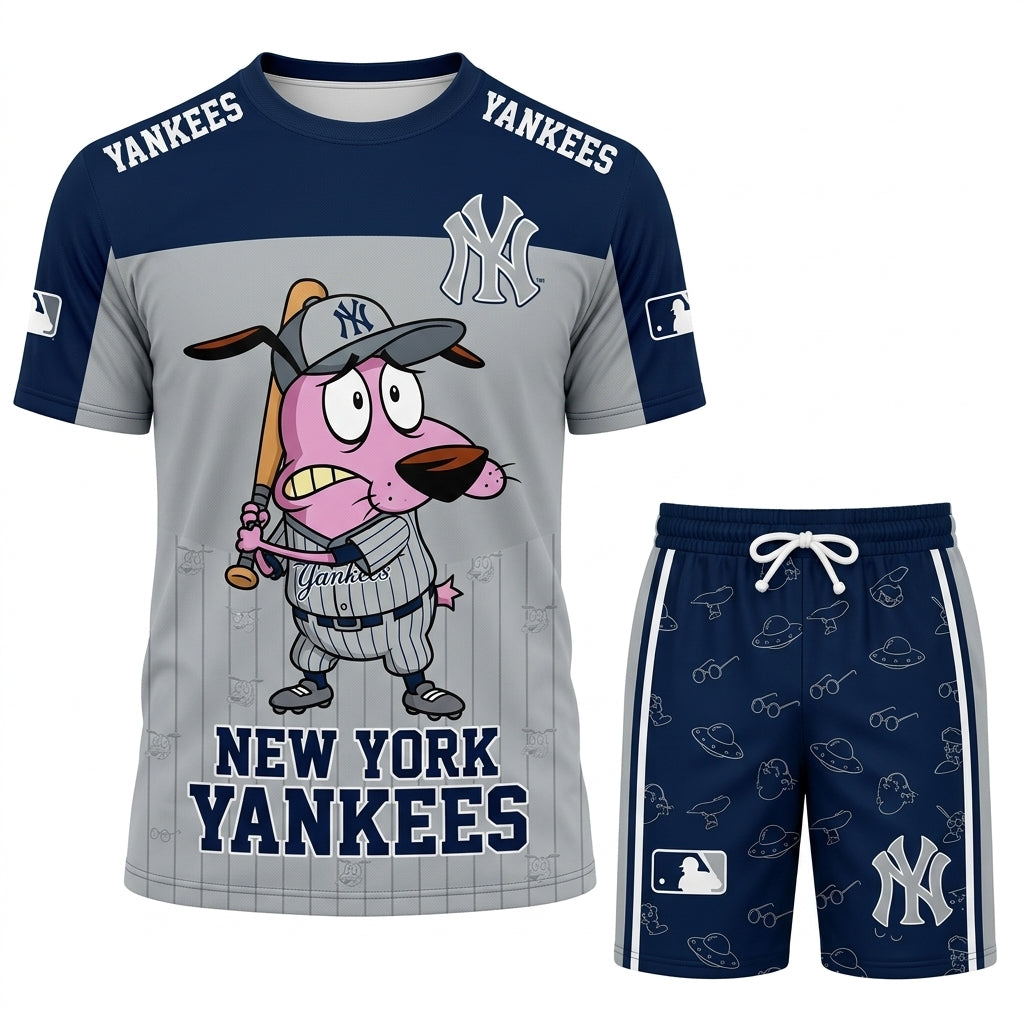 Sport Fan Set T-Shirt + Shorts, Cartoon Dog Baseball Inspired Outfit | All 30 Teams Available
