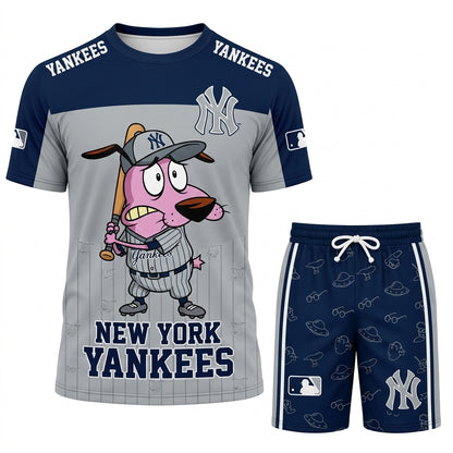 Sport Fan Set T-Shirt + Shorts, Cartoon Dog Baseball Inspired Outfit | All 30 Teams Available
