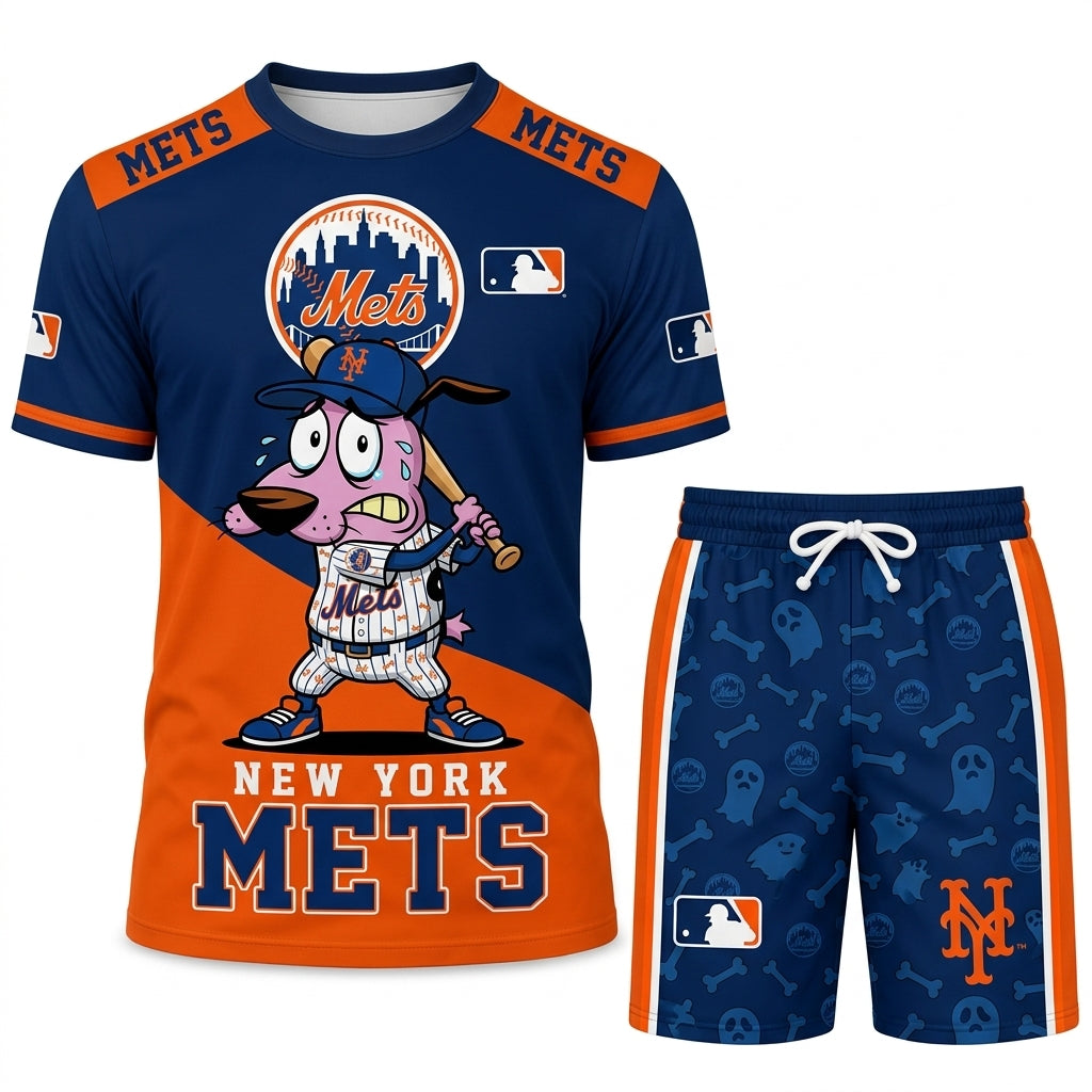 Sport Fan Set T-Shirt + Shorts, Cartoon Dog Baseball Inspired Outfit | All 30 Teams Available