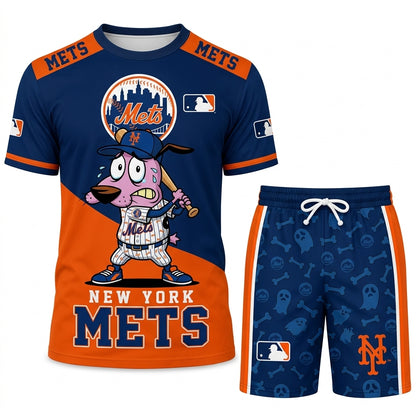 Sport Fan Set T-Shirt + Shorts, Cartoon Dog Baseball Inspired Outfit | All 30 Teams Available