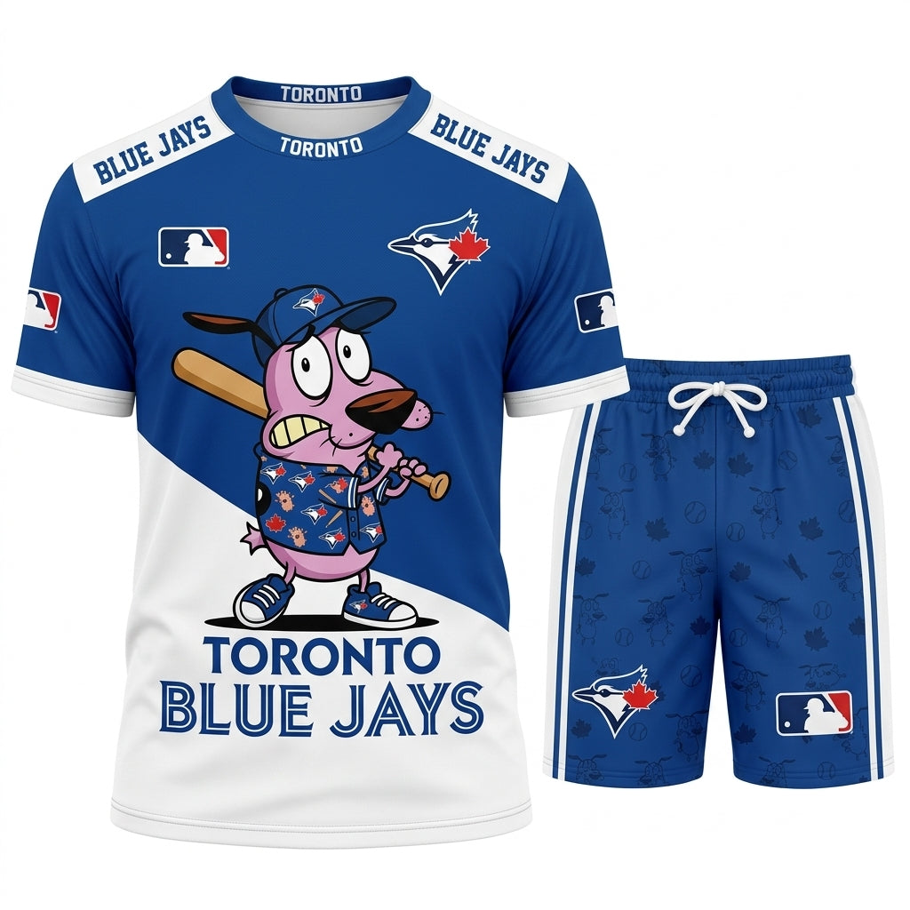 Sport Fan Set T-Shirt + Shorts, Cartoon Dog Baseball Inspired Outfit | All 30 Teams Available