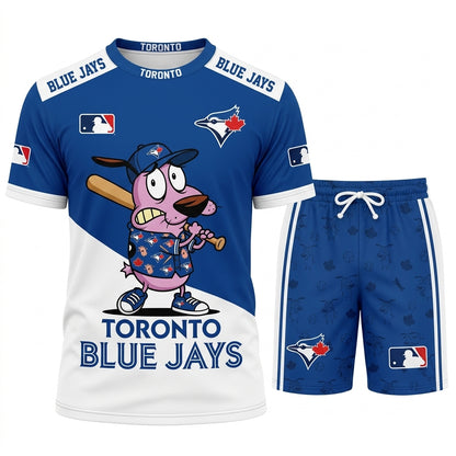 Sport Fan Set T-Shirt + Shorts, Cartoon Dog Baseball Inspired Outfit | All 30 Teams Available