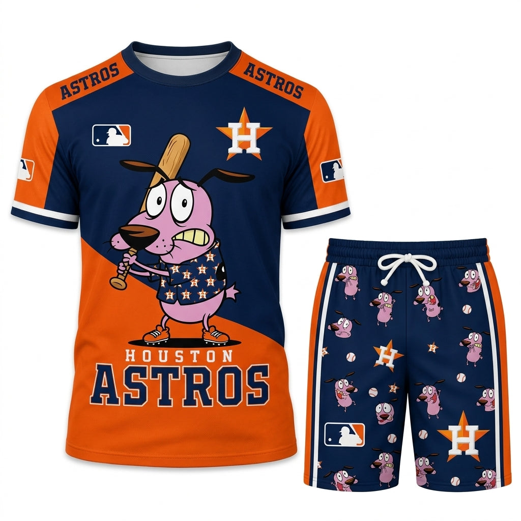 Sport Fan Set T-Shirt + Shorts, Cartoon Dog Baseball Inspired Outfit | All 30 Teams Available