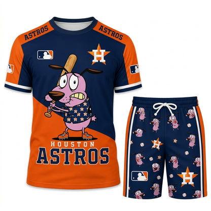 Sport Fan Set T-Shirt + Shorts, Cartoon Dog Baseball Inspired Outfit | All 30 Teams Available