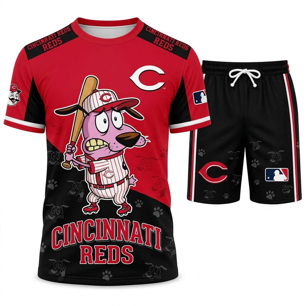 Sport Fan Set T-Shirt + Shorts, Cartoon Dog Baseball Inspired Outfit | All 30 Teams Available