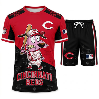 Sport Fan Set T-Shirt + Shorts, Cartoon Dog Baseball Inspired Outfit | All 30 Teams Available