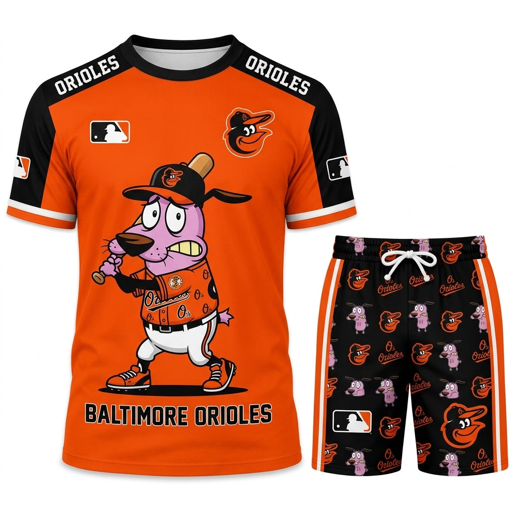 Sport Fan Set T-Shirt + Shorts, Cartoon Dog Baseball Inspired Outfit | All 30 Teams Available