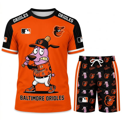 Sport Fan Set T-Shirt + Shorts, Cartoon Dog Baseball Inspired Outfit | All 30 Teams Available