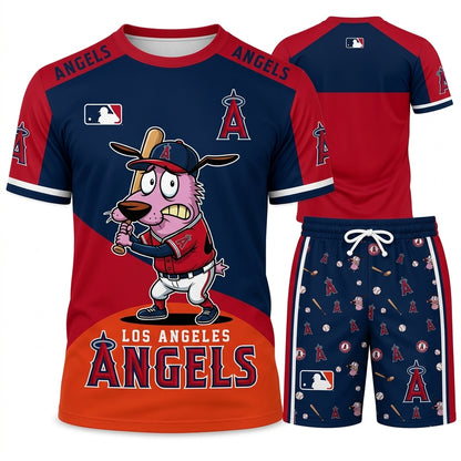 Sport Fan Set T-Shirt + Shorts, Cartoon Dog Baseball Inspired Outfit | All 30 Teams Available