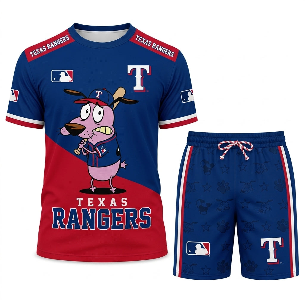 Sport Fan Set T-Shirt + Shorts, Cartoon Dog Baseball Inspired Outfit | All 30 Teams Available