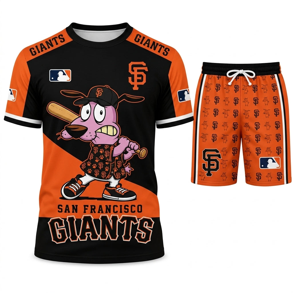 Sport Fan Set T-Shirt + Shorts, Cartoon Dog Baseball Inspired Outfit | All 30 Teams Available