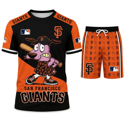 Sport Fan Set T-Shirt + Shorts, Cartoon Dog Baseball Inspired Outfit | All 30 Teams Available