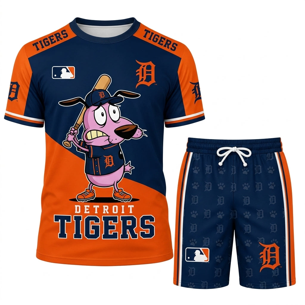 Sport Fan Set T-Shirt + Shorts, Cartoon Dog Baseball Inspired Outfit | All 30 Teams Available