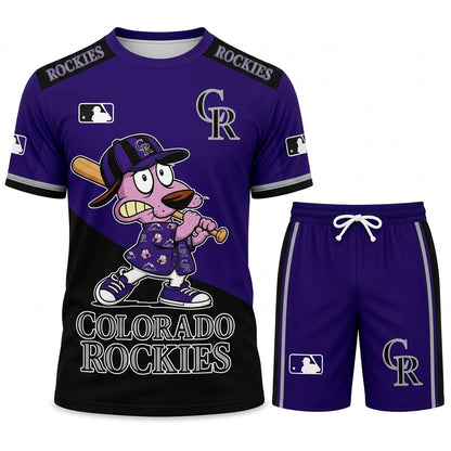 Sport Fan Set T-Shirt + Shorts, Cartoon Dog Baseball Inspired Outfit | All 30 Teams Available