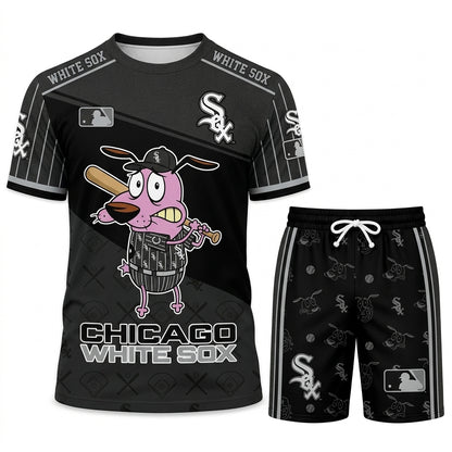 Sport Fan Set T-Shirt + Shorts, Cartoon Dog Baseball Inspired Outfit | All 30 Teams Available