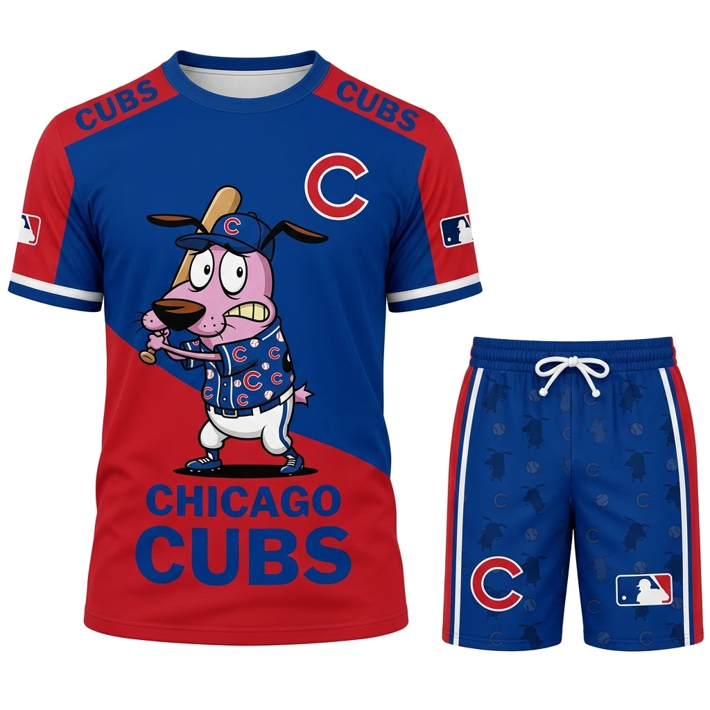 Sport Fan Set T-Shirt + Shorts, Cartoon Dog Baseball Inspired Outfit | All 30 Teams Available
