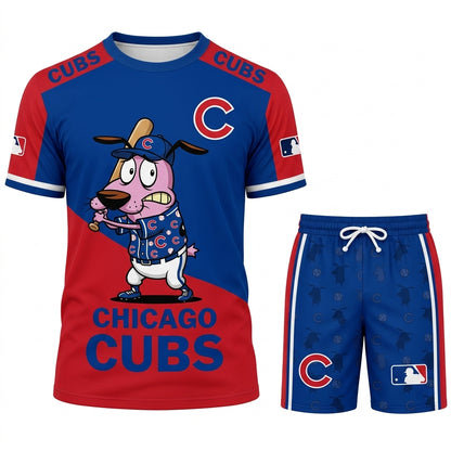 Sport Fan Set T-Shirt + Shorts, Cartoon Dog Baseball Inspired Outfit | All 30 Teams Available