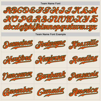 Custom Cream Navy Pinstripe Orange-Green Authentic Baseball Jersey