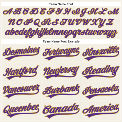 Custom Cream Purple Pinstripe Old Gold Authentic Baseball Jersey