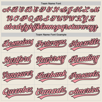 Custom Cream Medium Pink-Black Authentic Baseball Jersey