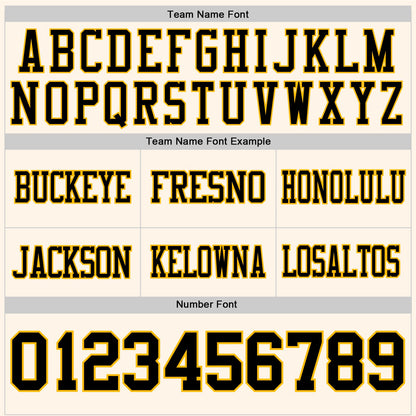 Custom Cream Black-Gold Authentic Football Jersey