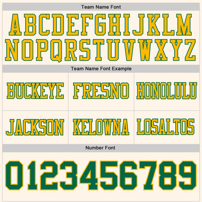 Custom Cream Kelly Green-Gold Authentic Football Jersey