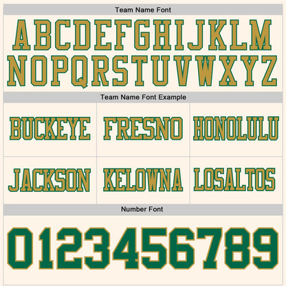 Custom Cream Kelly Green-Old Gold Authentic Football Jersey