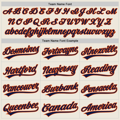 Custom Stitched Cream Navy-Orange Baseball Pullover Sweatshirt Hoodie