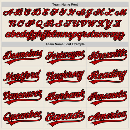 Custom Stitched Cream Red-Black Baseball Pullover Sweatshirt Hoodie