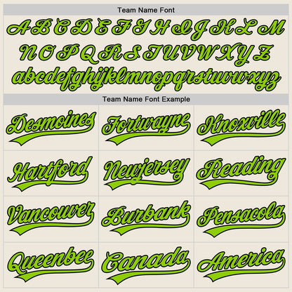 Custom Stitched Cream Neon Green-Black Baseball Pullover Sweatshirt Hoodie