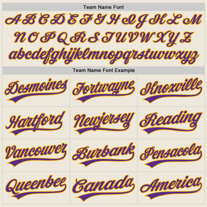 Custom Stitched Cream Purple-Gold Baseball Pullover Sweatshirt Hoodie