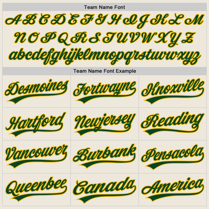 Custom Stitched Cream Green-Gold Baseball Pullover Sweatshirt Hoodie