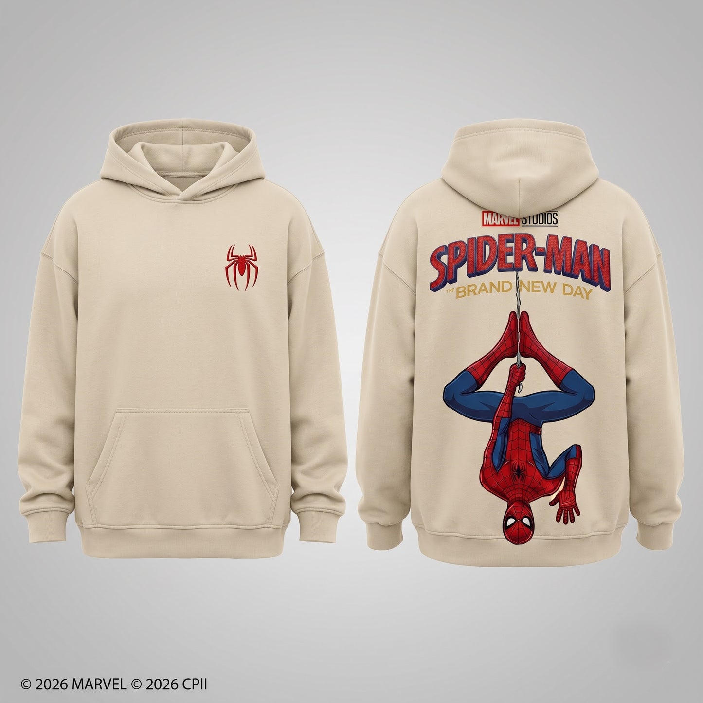 Cream Long Sleeve Shirt, Comic Web Hero Inspired Back Print Tee, Superhero Fan Streetwear Gift