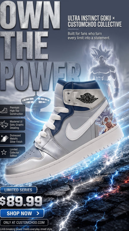 Ultra Instinct Son Goku Outfit Set — Hoodie, Jogger Pants & High-Top Sneakers | Anime Streetwear Matching Set